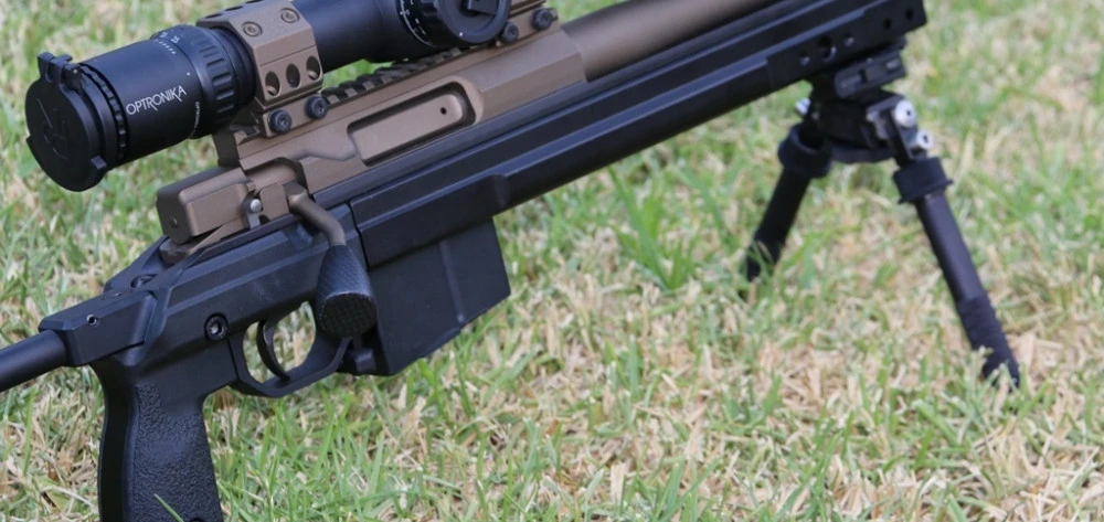 Carbon Fiber Tactical Bolt Knob mounted on rifle