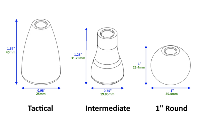 bolt knob dimensions