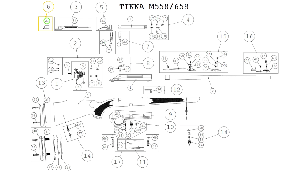 Tikka 558 658 exploded diagram