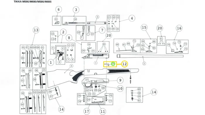 Tikka M-series recoil lug exploded view 1