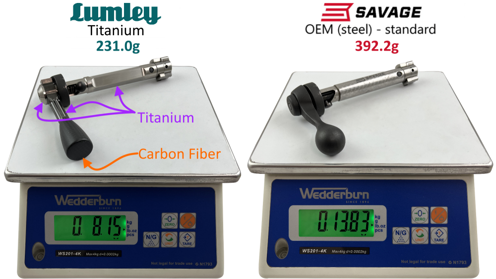 Savage titanium bolt assembly weight and materials