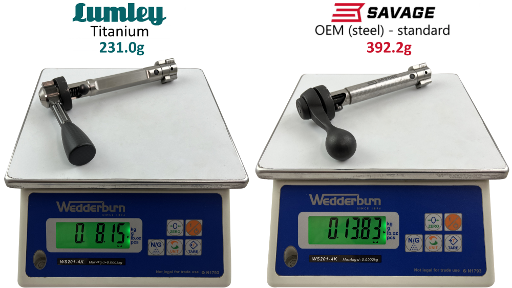 Savage titanium bolt assembly weight