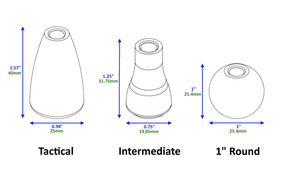bolt knob dimensions